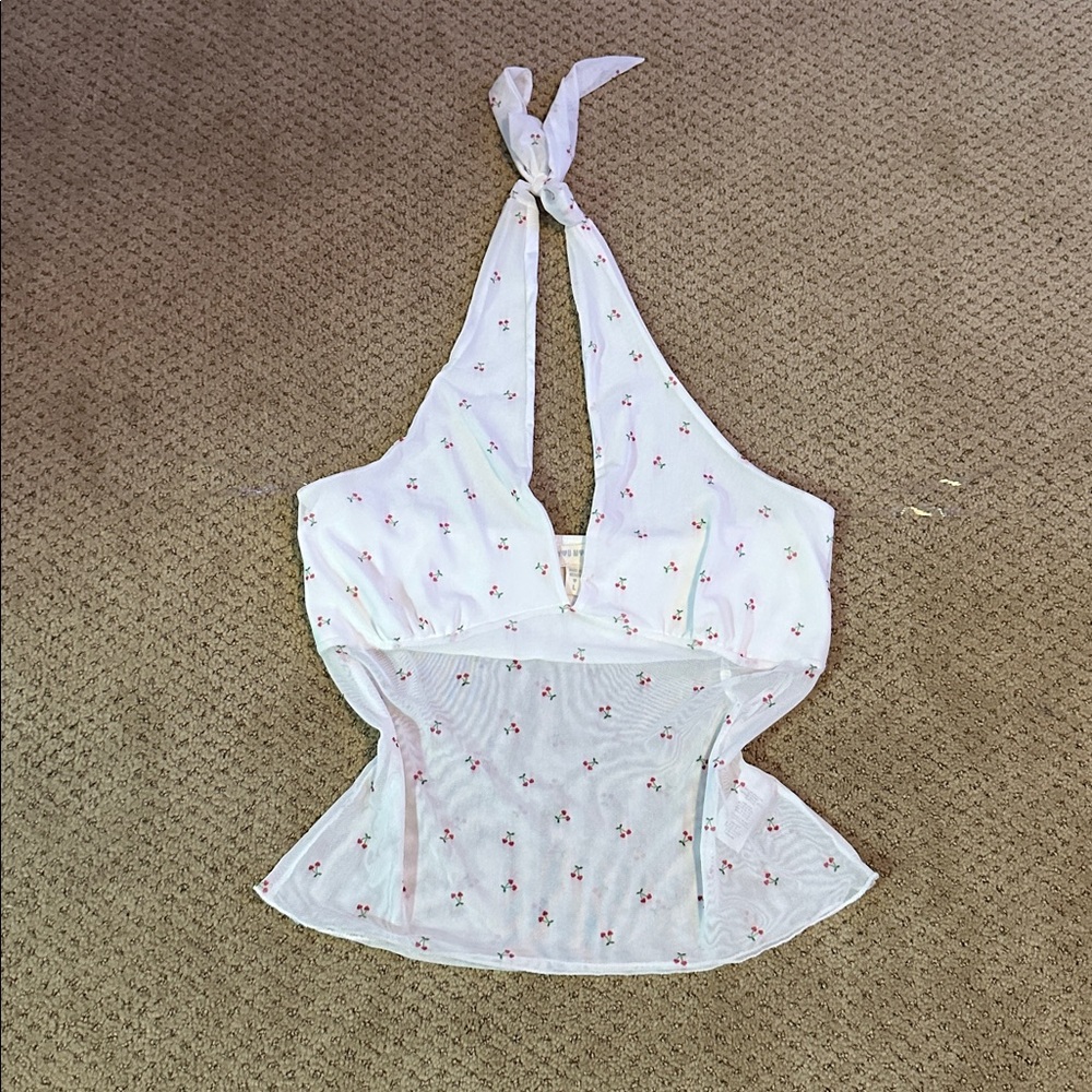 Mesh Cherry Halter Top